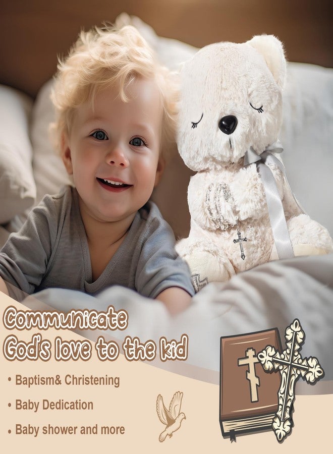 MiniInflat Blessed Plush Bear 10 Inches with Rosary Set Dedication and Baptism Gifts for Girl Boy First Communion Catholic Christening Gifts for Girls Plush Toy Praying Plush Animal, Bear - Image 4